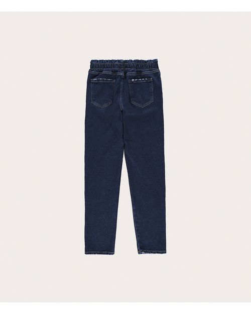 Calça Infantil Menina Paper Bag Em Jeans Moletom Malwee Kids