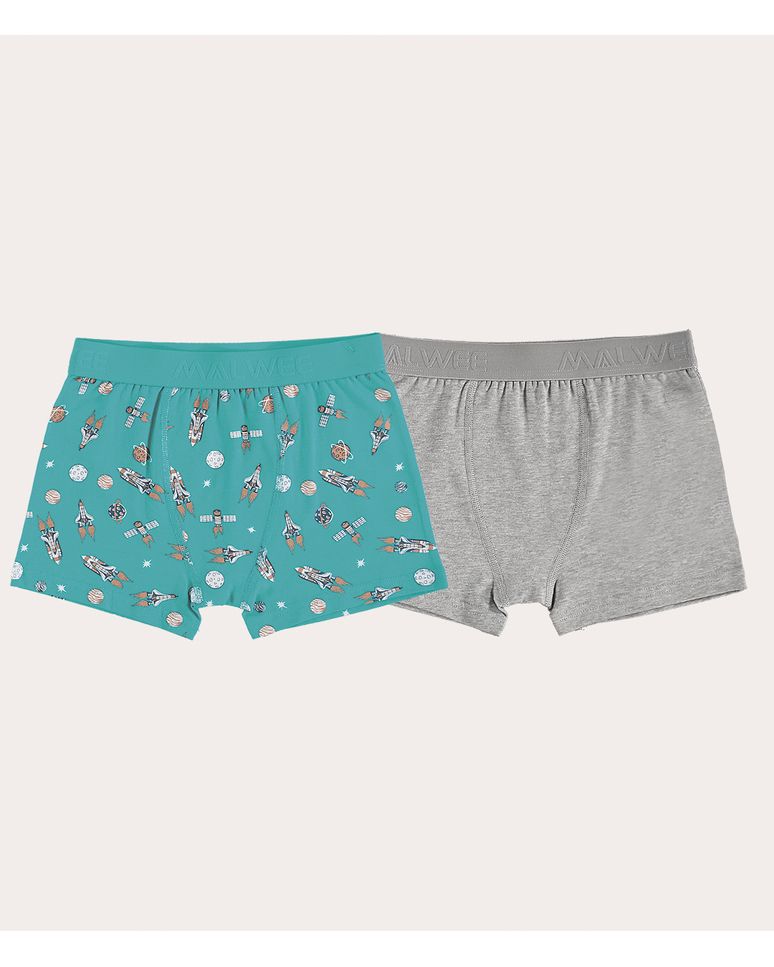Kit 2 Cuecas Boxer Infantis Menino Em Algodão Malwee Kids