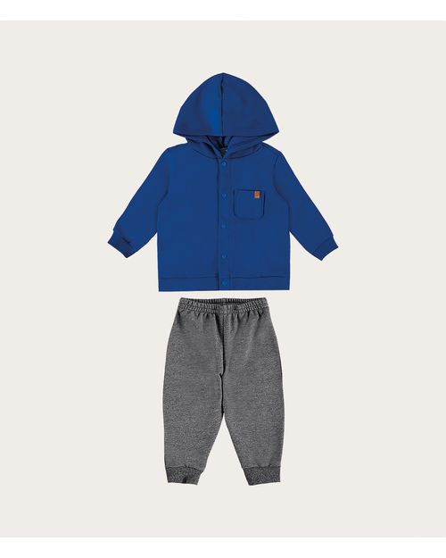 Conjunto Infantil Menino Com Capuz Em Moletom Flanelado Malwee Kids