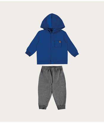 Conjunto Infantil Menino Com Capuz Em Moletom Flanelado Malwee Kids