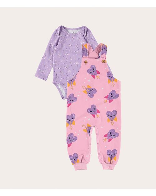 Conjunto Infantil Unissex Jardineira Partículas Em Moletom Malwee Kids