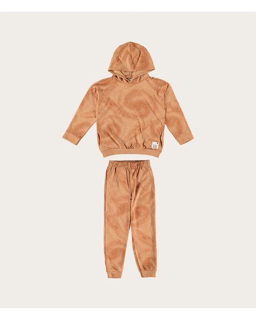Conjunto Infantil Unissex Com Capuz Em Moletom Desfibrado Malwee Kids