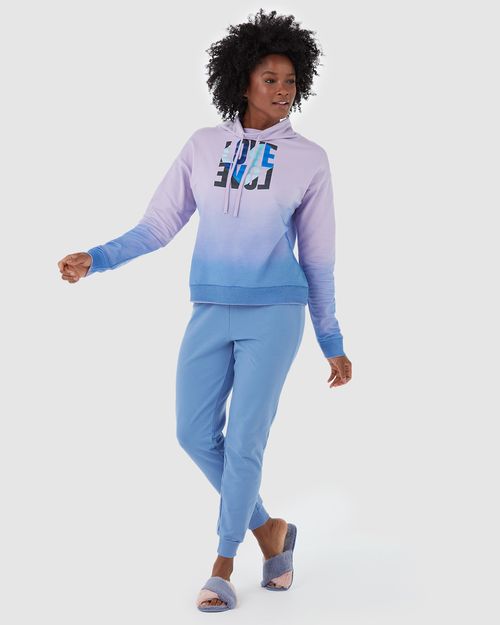 Pijama Feminino Gola Com Cadarço Love Em Moletom Stretch Flanelado