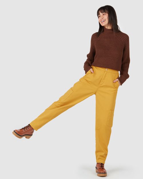 Calça Feminina Alfaiataria Bolso Lateral Em Sarja Soft