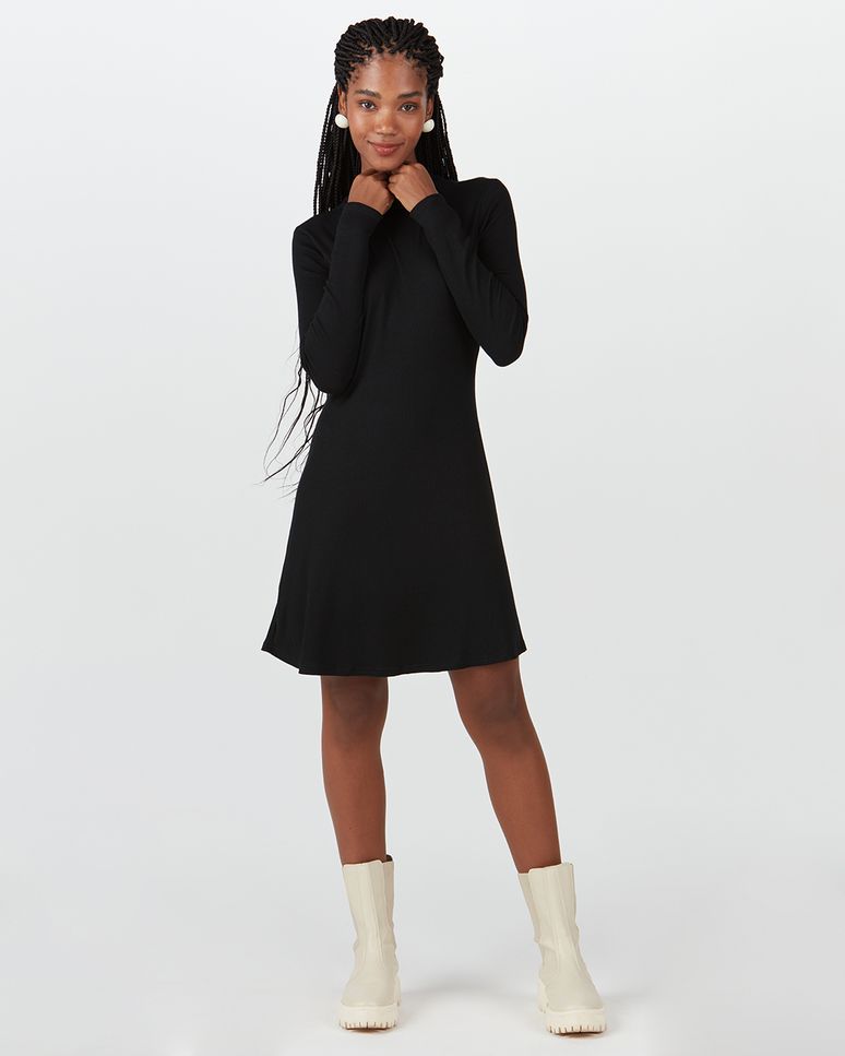 Vestido Feminino Evasê Em Malha Canelada De Viscose