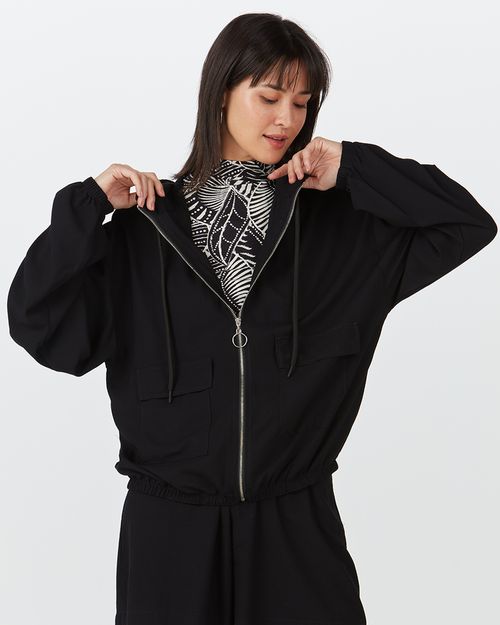 Jaqueta Bomber Feminina Bolso Frontal Em Viscose