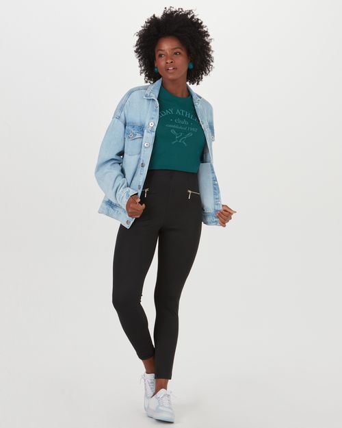 Calça Legging Feminina Detalhe Zíper Em Interlock De Viscose