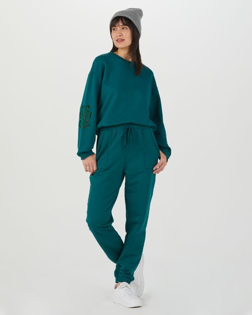Calça Jogger Feminina Bolso Funcional Em Moletom Sem Flanela
