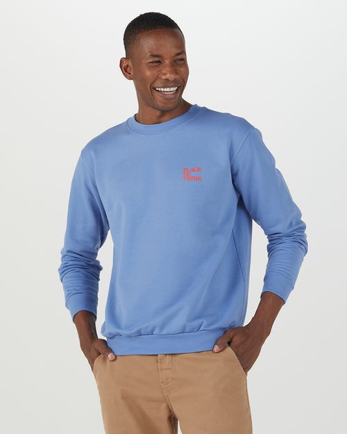 Blusão Masculino Manga Longa Place To Think Em Moletom Flanelado
