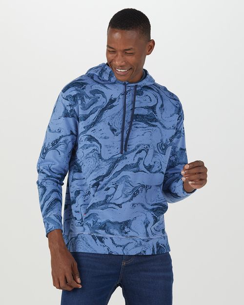 Blusão Masculino Marmorizado Com Capuz Em Moletom Flanelado
