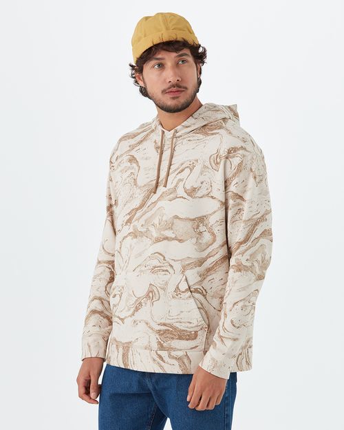 Blusão Masculino Marmorizado Com Capuz Em Moletom Flanelado