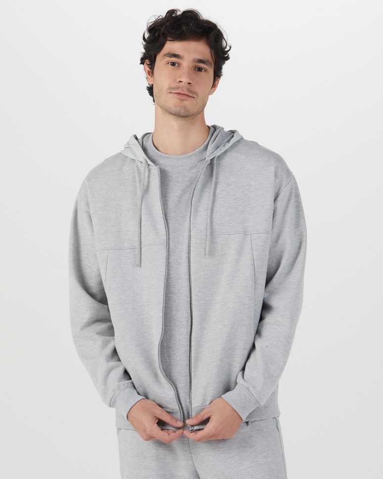 Jaqueta Masculina Relaxed Fit Estampa Costas Em Moletom Flanelado