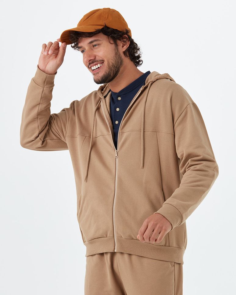 Jaqueta Masculina Relaxed Fit Estampa Costas Em Moletom Flanelado