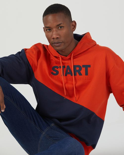 Blusão Masculino Box Bicolor Start Em Moletom Flanelado