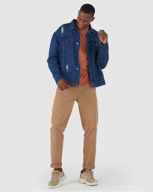 Jaqueta Masculina Tradicional Em Jeans 100% Algodão