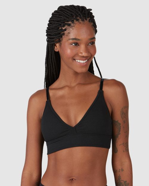 Top Triangular Feminino Bojo Removível Em Malha Canelada
