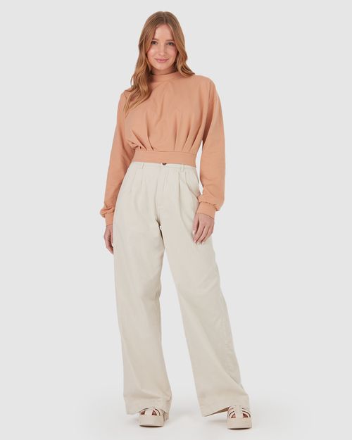 Blusa Long Cropped Feminina Pregas Em Algodão