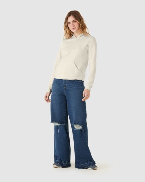 Blusão Básico Feminino Com Capuz Moletom Stretch Flanelado