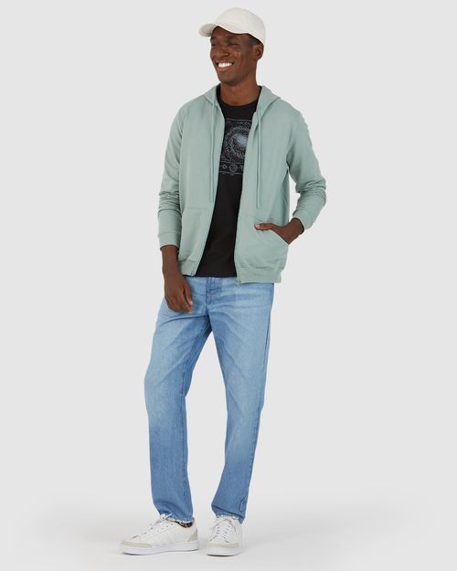 Jaqueta Básica Masculina Com Capuz Em Moletom Flanelado