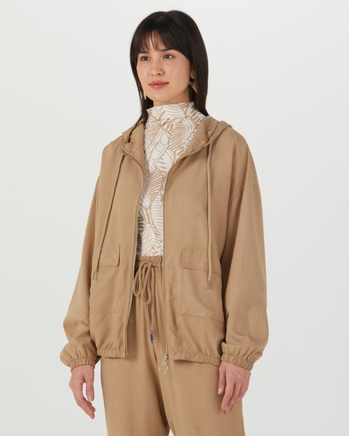 Jaqueta Bomber Feminina Bolso Frontal Em Viscose