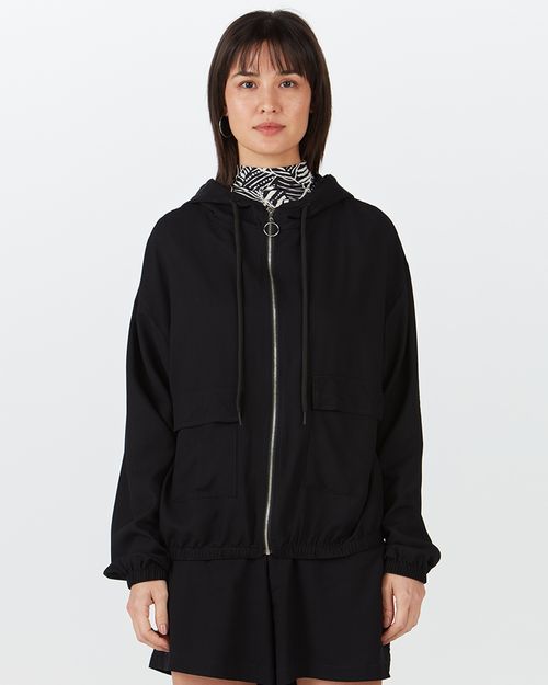 Jaqueta Bomber Feminina Bolso Frontal Em Viscose