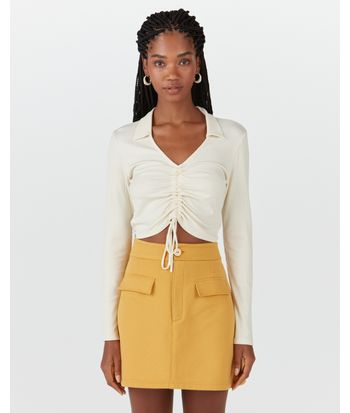 Blusa Feminina Túnel Frontal Em Malha Canelada De Viscose