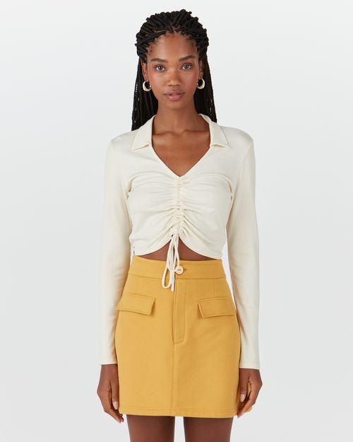 Blusa Feminina Túnel Frontal Em Malha Canelada De Viscose