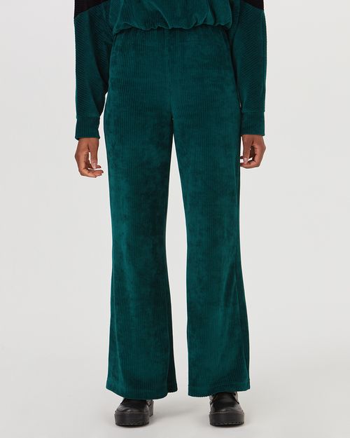 Calça Wide Leg Feminina Em Plush Canelado