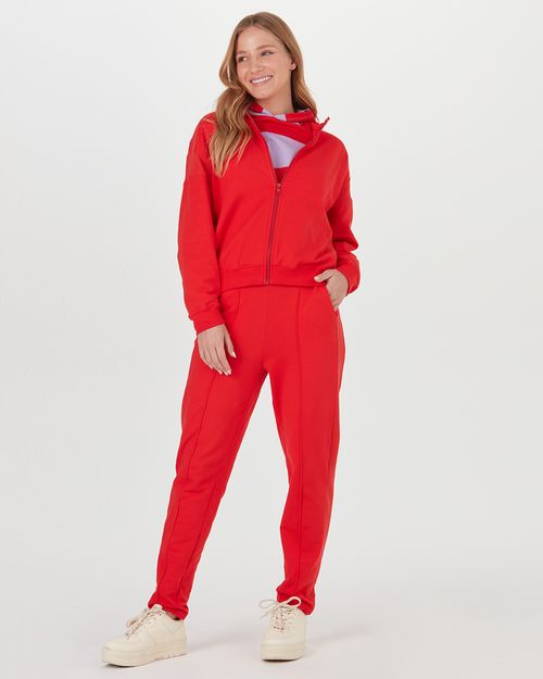 Jaqueta Feminina Recorte Lateral Em Moletom Stretch Flanelado