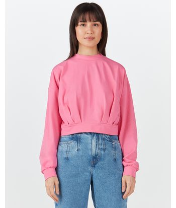 Blusa Long Cropped Feminina Pregas Em Algodão