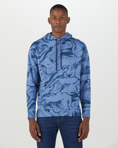 Blusão Masculino Marmorizado Com Capuz Em Moletom Flanelado