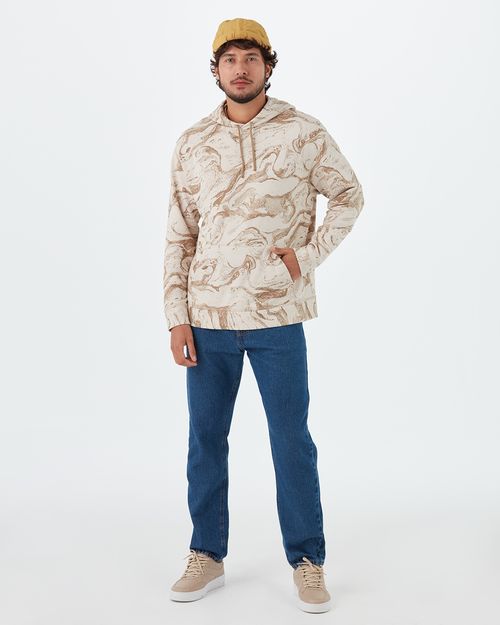 Blusão Masculino Marmorizado Com Capuz Em Moletom Flanelado