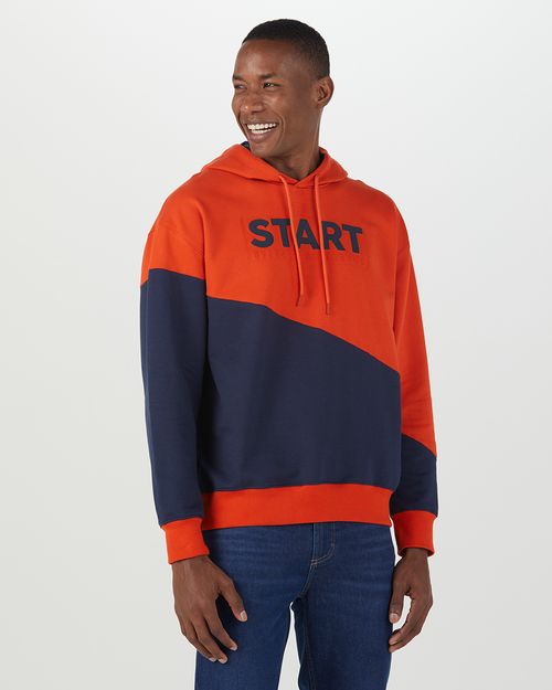Blusão Masculino Box Bicolor Start Em Moletom Flanelado
