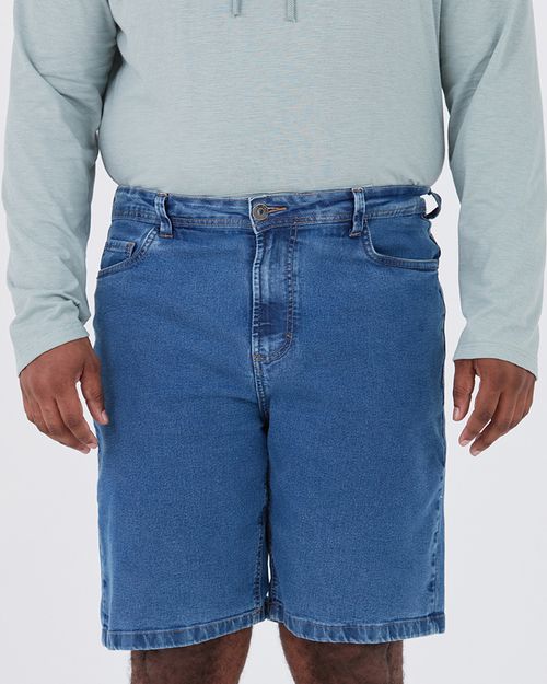 Bermuda Masculina Plus Size Em Jeans Com Elastano