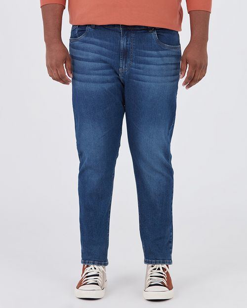 Calça Masculina Plus Size Skinny Tape Em Flex Jeans