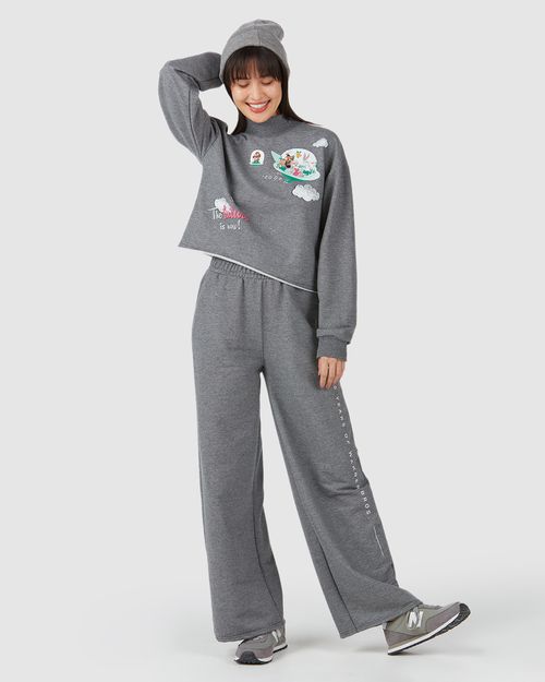 Blusão Cropped Feminino Gola Alta Looney Tunes Em Moletom Flanelado