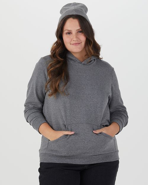 Blusão Básico Feminino Plus Size Bolso Canguru Em Moletom Stretch Flanelado