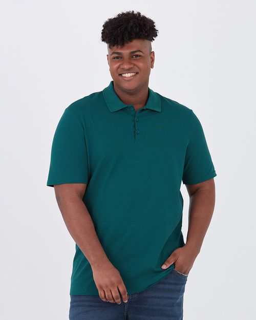 Camisa Polo Básica Masculina Plus Size Peitilho Em Piquet Stretch