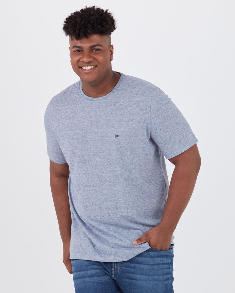 Camiseta Básica Masculina Plus Size Em Malha Mesclada Anti Odor
