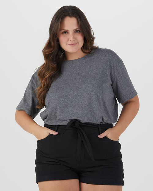 Blusa Básica Feminina Plus Size Cava Deslocada Em Algodão