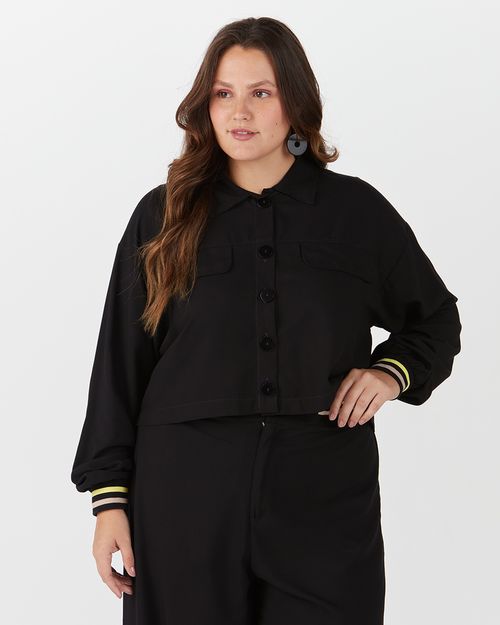 Camisa Feminina Plus Size Punho Retilínea Em Viscose