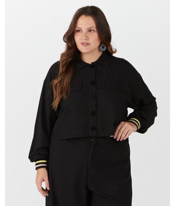 Camisa Feminina Plus Size Punho Retilínea Em Viscose