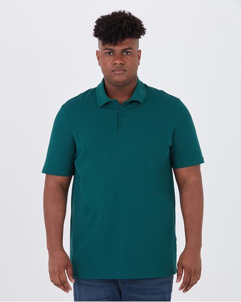 Camisa Polo Básica Masculina Plus Size Peitilho Em Piquet Stretch