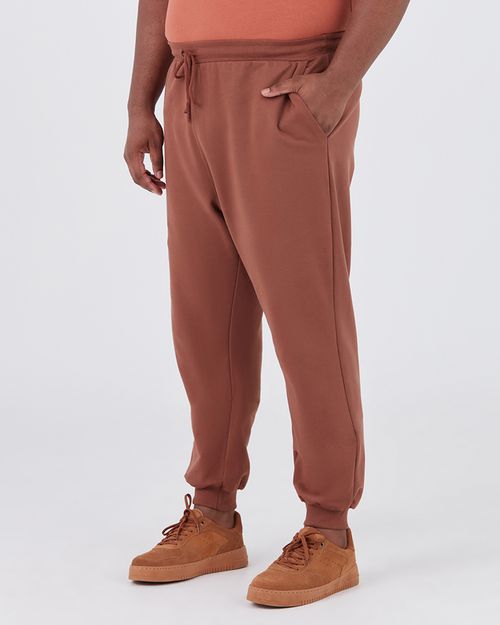 Calça Básica Masculina Plus Size Jogger Em Moletom