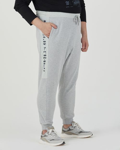 Calça Jogger Masculina Plus Size Estampa Lateral Em Moletom Flanelado