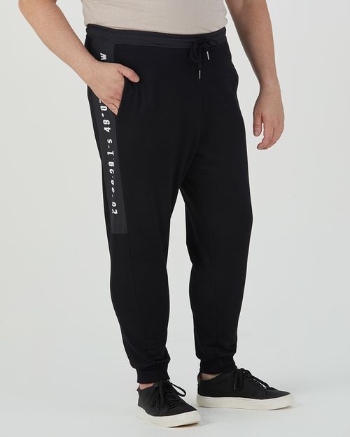 Calça Jogger Masculina Plus Size Estampa Lateral Em Moletom Flanelado