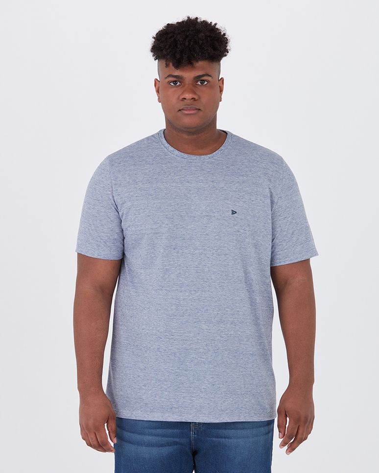 Camiseta Básica Masculina Plus Size Em Malha Mesclada Anti Odor