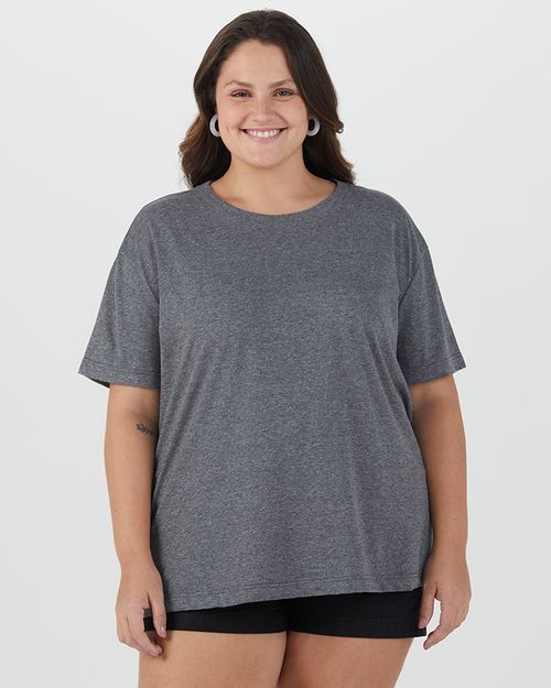 Blusa Básica Feminina Plus Size Cava Deslocada Em Algodão