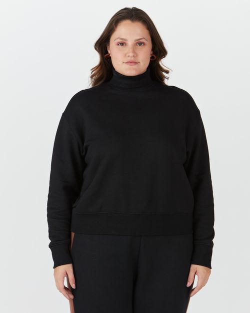 Blusão Feminino Plus Size Gola Alta Em Moletom Flanelado