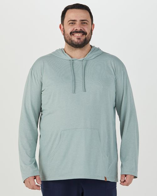 Camiseta Masculina Plus Size Com Capuz Em Malha Fio A Fio